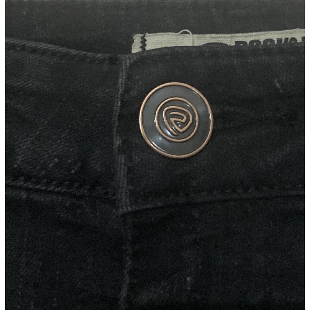 Rock & Roll Cowgirl Western Black Patchwork Denim High Rise Flare Jeans W29 L33 - Picture 3 of 11